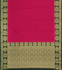 Hot Pink Woven Art Crepe  Saree With Zari Checks & Contrast Border-BL5129