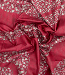 Crimson Printed Synthetic Tussar Silk Saree With Zari Checks & Motifs-SY0376