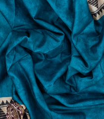 Blue Woven Art Tussar Silk Saree With Printed Floral Motifs-BL4204