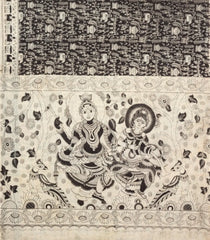 Black Printed Kalamkari Cotton Saree -KAL1246