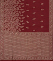 Maroon Woven Art Linen Saree With Leafy Motifs-BL5641