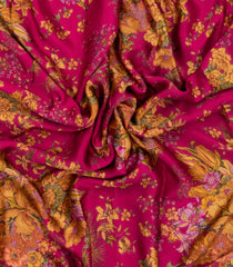 Pink Printed Pure Satin Silk Saree With Floral Motifs-PS0946