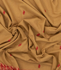 Sandal Handwoven Bengal Cotton Saree With Mango Buttas-BG1472