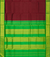 Maroon Handloom Kanchipuram Korvai 9 Yards Silk Saree With Green Border