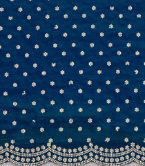 Teal Woven Synthetic Blended Saree With Embroidered Motifs-EN2082