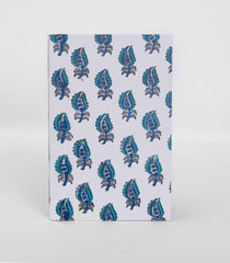 White 9 X 6 Inch Bagru Dabu Block Printed 96 Page Handmade Notebook-ACS1017