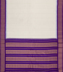 Off White Handloom Gadwal Cotton Saree With Checks & Contrast Temple Border-GA0317