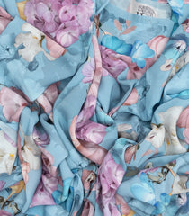 Light Blue Woven Crepe Silk Saree With Printed Floral Motifs-PS0522