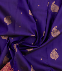 Purple Handloom Kanchipuram Silk Saree With Buttas & Contrast Border-KA14854