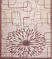 Taupe Printed Synthetic Dupion Saree With Contrast Border-SY0279