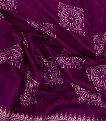 Magenta Printed Synthetic Makka Silk Saree With Tribal Motifs-BL5324