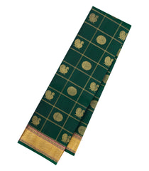 Dark Green Handloom Kanchipuram Silk Saree With Zari Checks & Buttas-KA15700