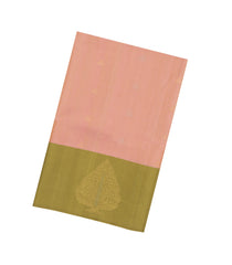 Dusty Peach Handloom Soft Silk Saree With Buttas & Contrast Border-SO4432