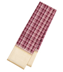 Burgundy Handloom Korvai Kanchipuram Silk Saree With Checks-KA15513