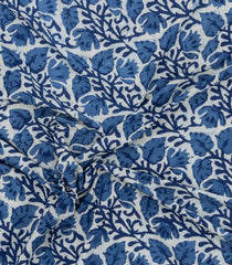 Indigo Printed Jaipur Cotton Saree With Border-JC1839