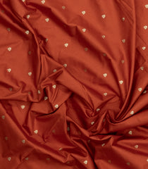 Rust Woven Art Dupion Saree With Floral Zari Buttas-BL5968