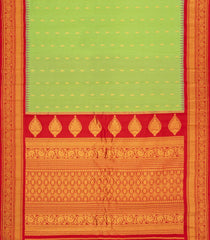 Light Green Handloom Gadwal SICO Saree With Cotton Body & Silk Border-GA0367