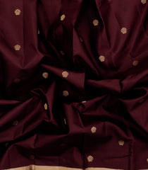 Dark Brown Kanchipuram Silk Saree With Floral Zari Buttas-KA14911