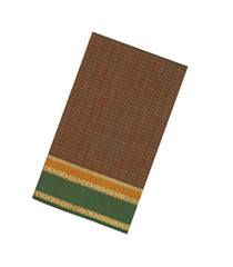 Green Handloom Silk Cotton Saree With Checks-SC4215