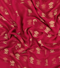 Peach Woven Mysore Silk Saree With Floral Motifs-MS3358