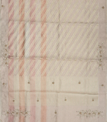 Taupe Woven Blended Tissue Saree With Embroidered Floral Motifs-BL3871