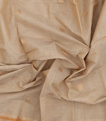Taupe Handloom Kanchi Cotton Saree With Buttas-KC1814