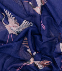 Blue Printed Synthetics Linen Saree With Zari Border-BL5328
