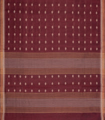 Dark Brown Woven Tussar Silk Saree With Floral Motifs & Contrast Border-TU3544