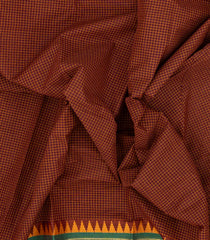 Maroon Woven Chettinad Cotton Saree With Checks & Contrast Border-CN1781