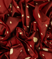 Maroon Handloom Banarasi Silk Saree With Floral Buttas