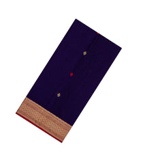 Dark Purple Handloom Maheswari Silk Cotton Saree With Buttas-SC4168