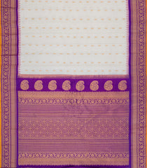 White Handloom Gadwal SICO Saree With Cotton Body & Silk Border-GA0407