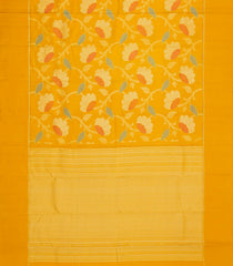 Mustard Handloom Kanchipuram Silk Saree With Meena Floral Motifs-KA15751