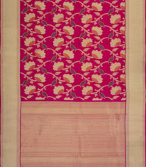 Magenta Handloom Kanchipuram Silk Saree With Meena Floral Motifs-KA14907