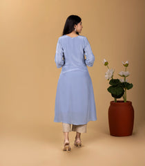 Pastel Blue Embroidered Festive Kurta-KR0837