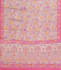 Baby Pink Printed Pure Satin Silk Saree With Floral Motifs-PS0958