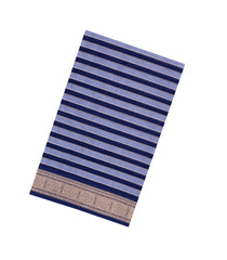 Navy & Steel Blue Handloom Soft Silk Cotton Saree With Stripes-SC4570