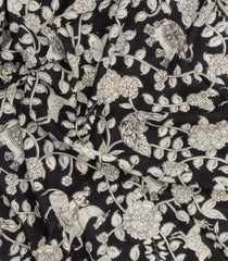 Black Printed Kalamkari Cotton Saree -KAL1238