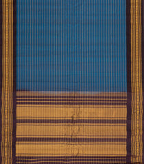 Blue Handloom Gadwal Silk Cotton Saree With Stripes-GA0397