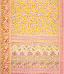Gold Handloom Kanchipuram Bridal Silk Saree With Contrast Meena Border-KA16276