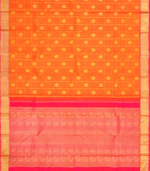 Orange Handloom Kanchipuram Silk Saree With Zari Checks & Buttas-KA15681