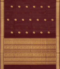 Maroon Handloom Village Cotton Saree With Buttas-VC1620