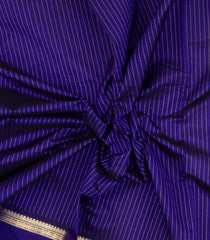 Violet Handloom Silk Cotton Saree With Stripes & Contrast Border-SC4563