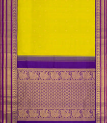 Neon Green Handloom Korvai Kanchipuram Silk Saree With Zari Buttas-KA16343