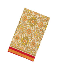 Cream Handloom Rajkot Patola Ikat Silk Saree With Tie & Dye Motifs-IK0533