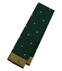 Bottle Green Handloom Kanchipuram Silk Saree With Annam Buttas-KA13724
