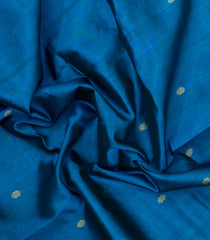 Blue Handloom Silk Cotton Saree With Buttas & Contrast Border-SC4463