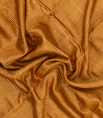 Mustard Printed Tussar Silk Saree With Floral Motifs In Border-TU3683