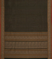 Bottle Green Handloom Kanchi Cotton Saree With Checks & Square Motifs-KC1668