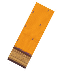 Mustard Woven Chettinad Cotton Saree With Contrast Border-CN1852